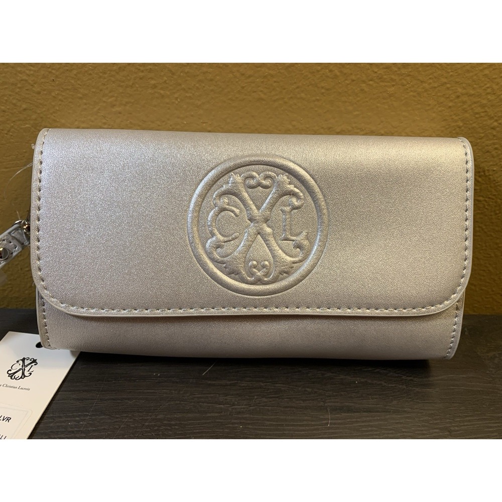 CXL by Christian Lacroix Clutch Wristlet Womens Small Silver Park Smooth‎ Logo - Picture 4 of 11